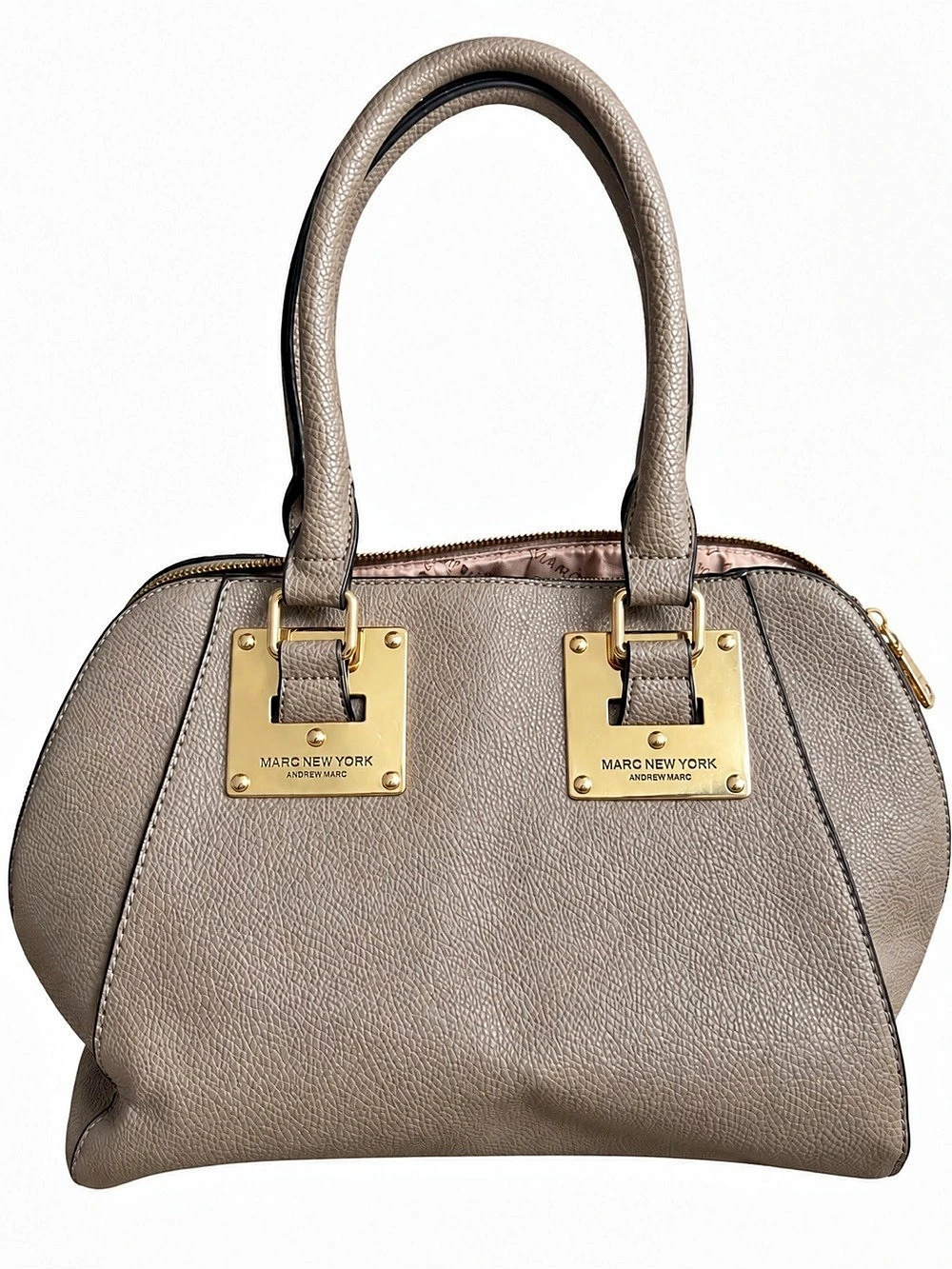 Marc New York Andrew Marc Taupe Satchel Handbag Gold Hardware